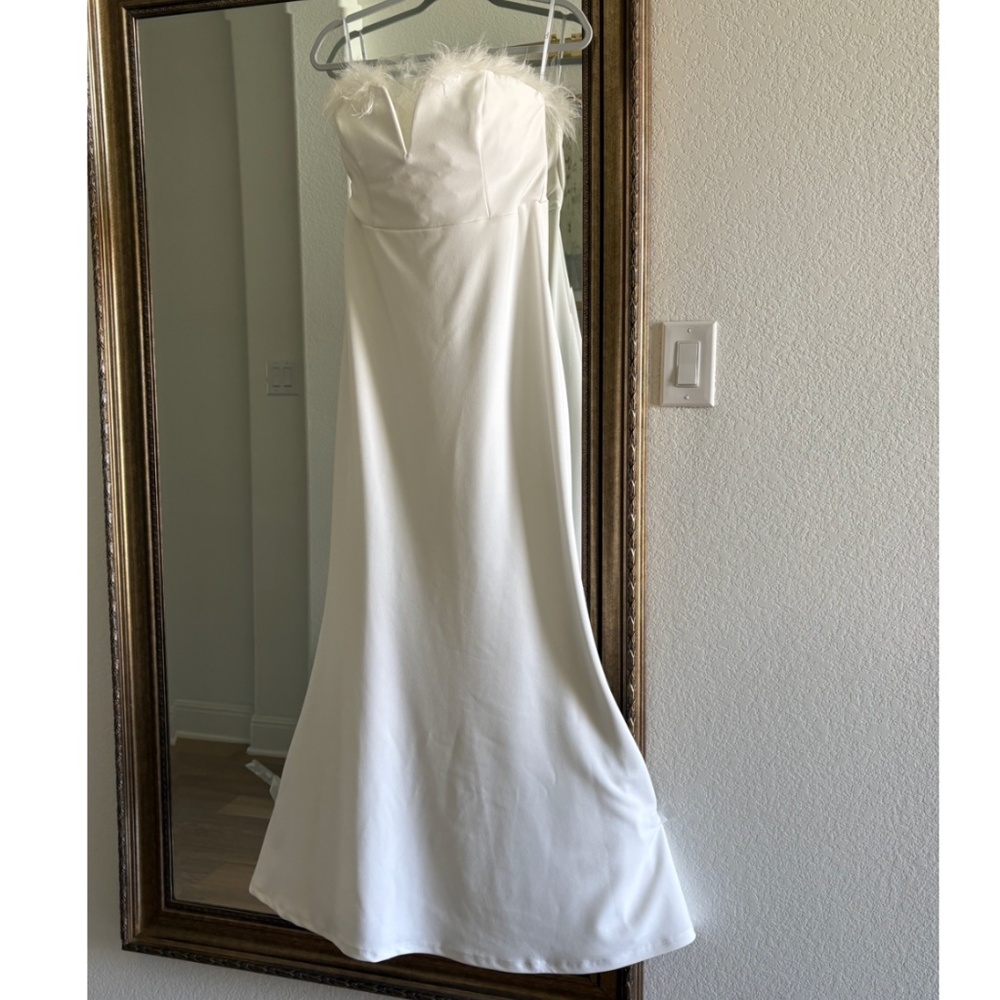 White ball-length formal dress